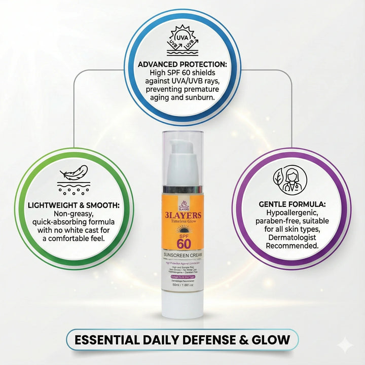 Timeless Sunscreen SPF 60 UV Shield | Sunscreen for Pigmentation | 3Layers – 3Layers ...