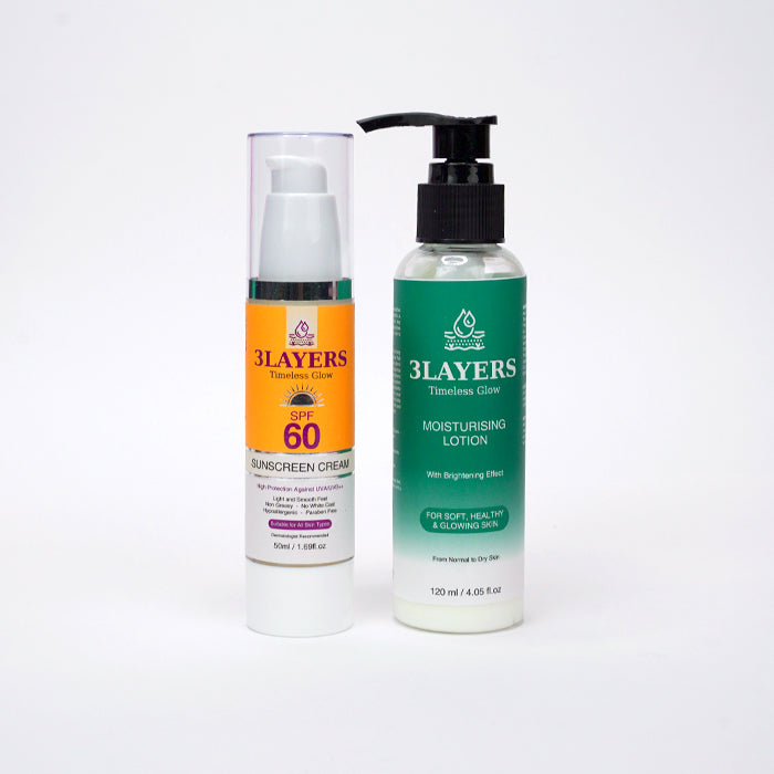 Timeless Sunscreen HydraShield Duo (Lotion + Sunscreen) – 3Layers-Timeless Glow